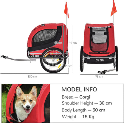 Steel Dog Bike Trailer Pet Cart Carrier for Bicycle Kit Water Resistant Travel