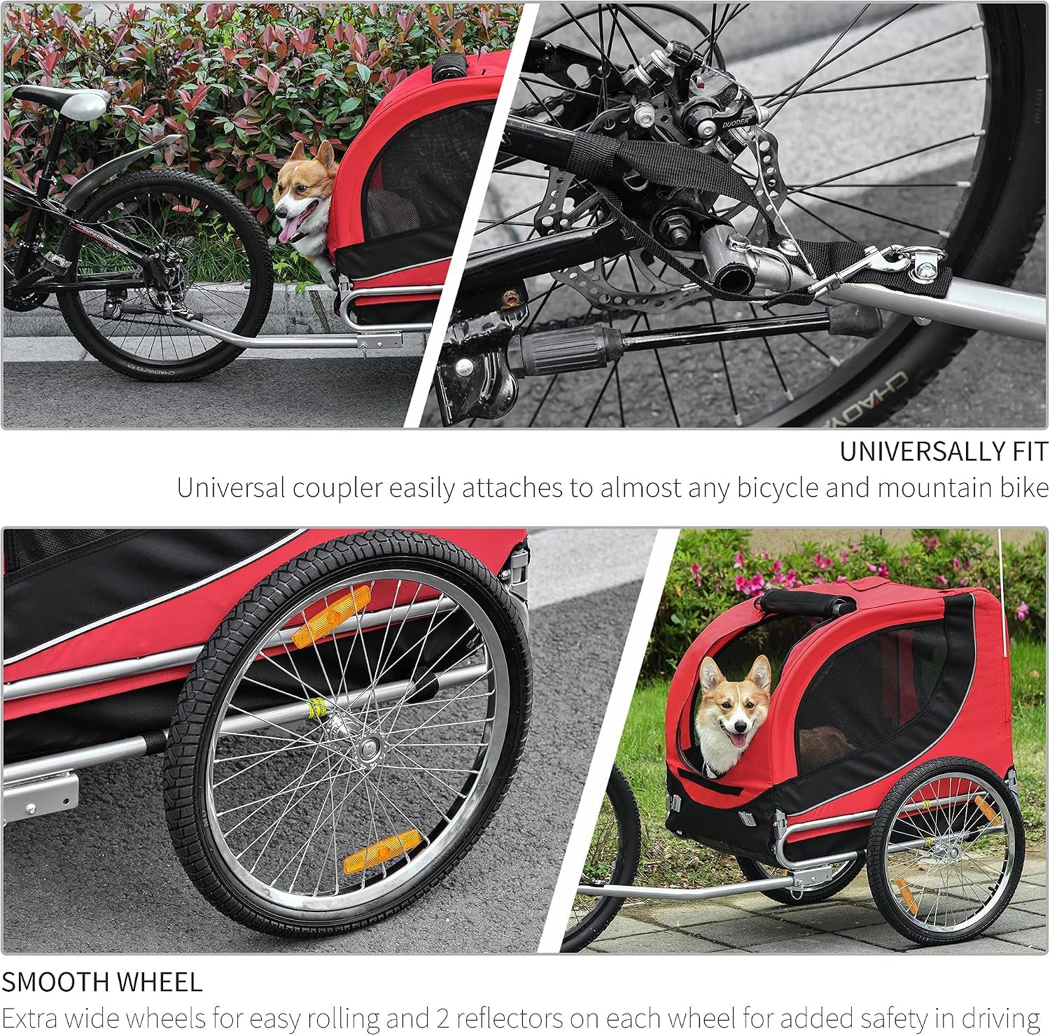 Steel Dog Bike Trailer Pet Cart Carrier for Bicycle Kit Water Resistant Travel