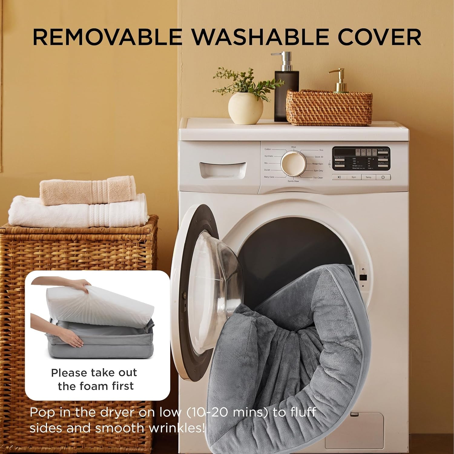 Medium Dog Sofa Bed - Washable Orthopedic Dog Beds and Couch with Removable Flannel Zipper Cover, Puppy Beds for Small Dogs, Grey Pet Bed, 71X58X16Cm