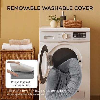 Medium Dog Sofa Bed - Washable Orthopedic Dog Beds and Couch with Removable Flannel Zipper Cover, Puppy Beds for Small Dogs, Grey Pet Bed, 71X58X16Cm