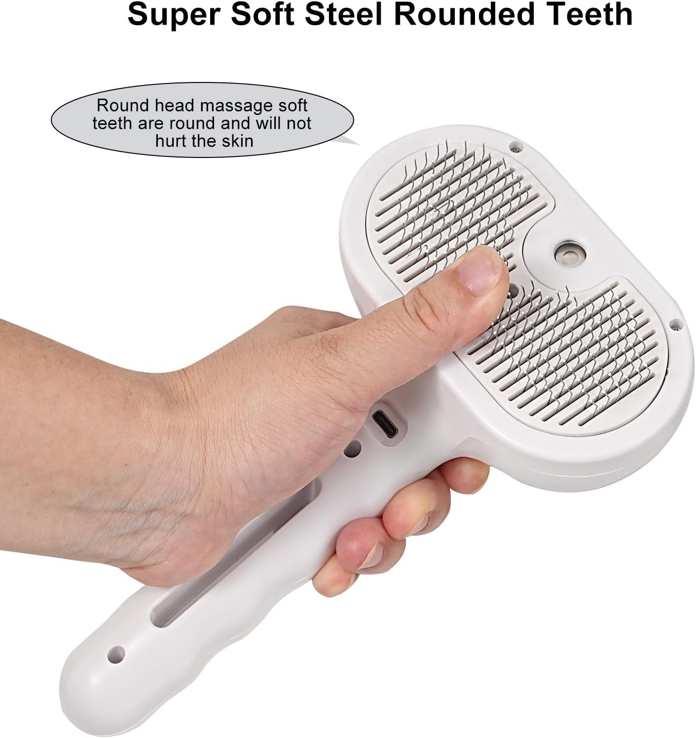 Pet Steam Brush - Three in One Dog Steam Grooming Brush, Hair Removal Deshedding, Magic Wand for Pet Hair, Hairdressing Spray Massage Cat Grooming Comb, White