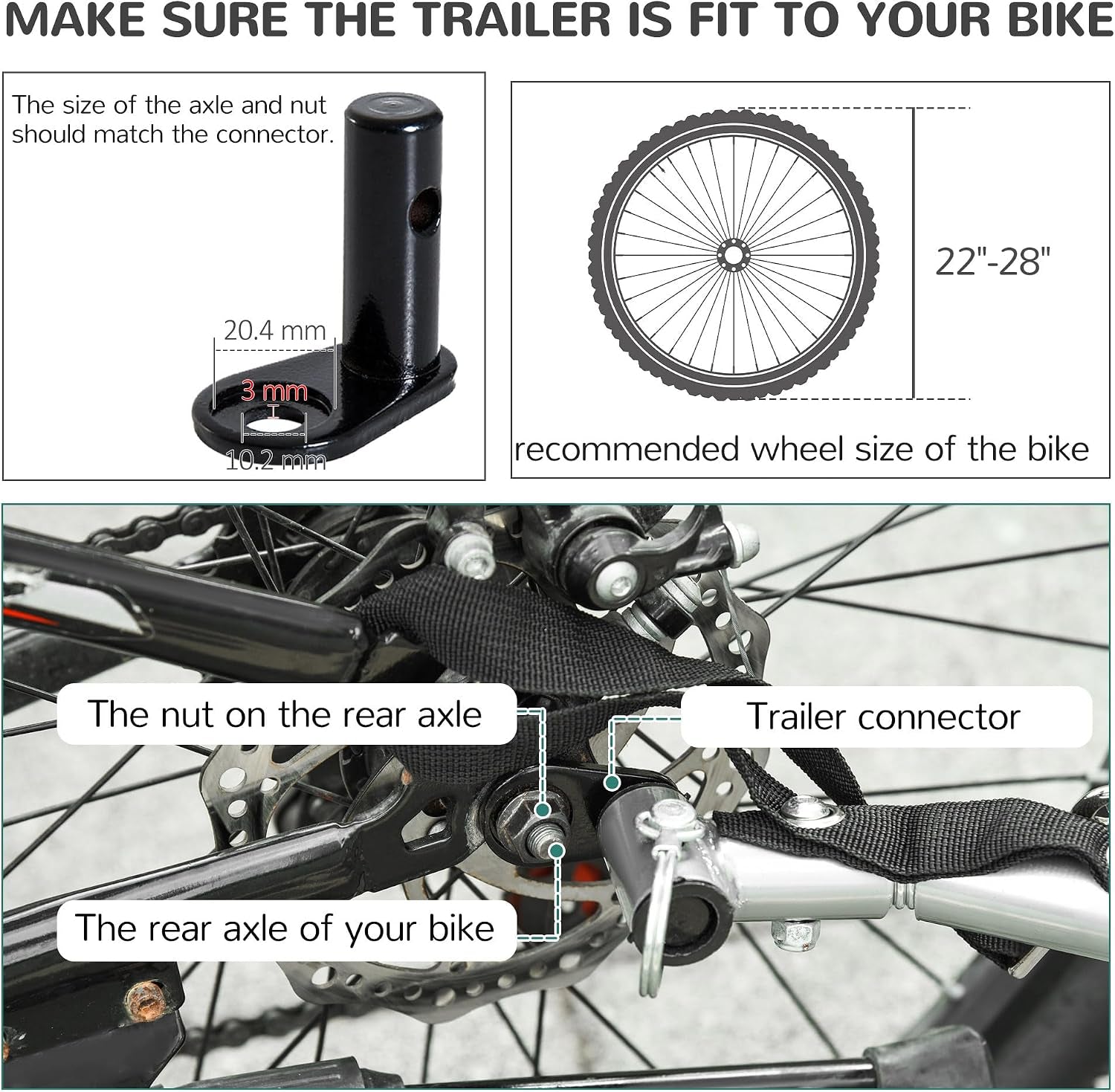 Steel Dog Bike Trailer Pet Cart Carrier for Bicycle Kit Water Resistant Travel
