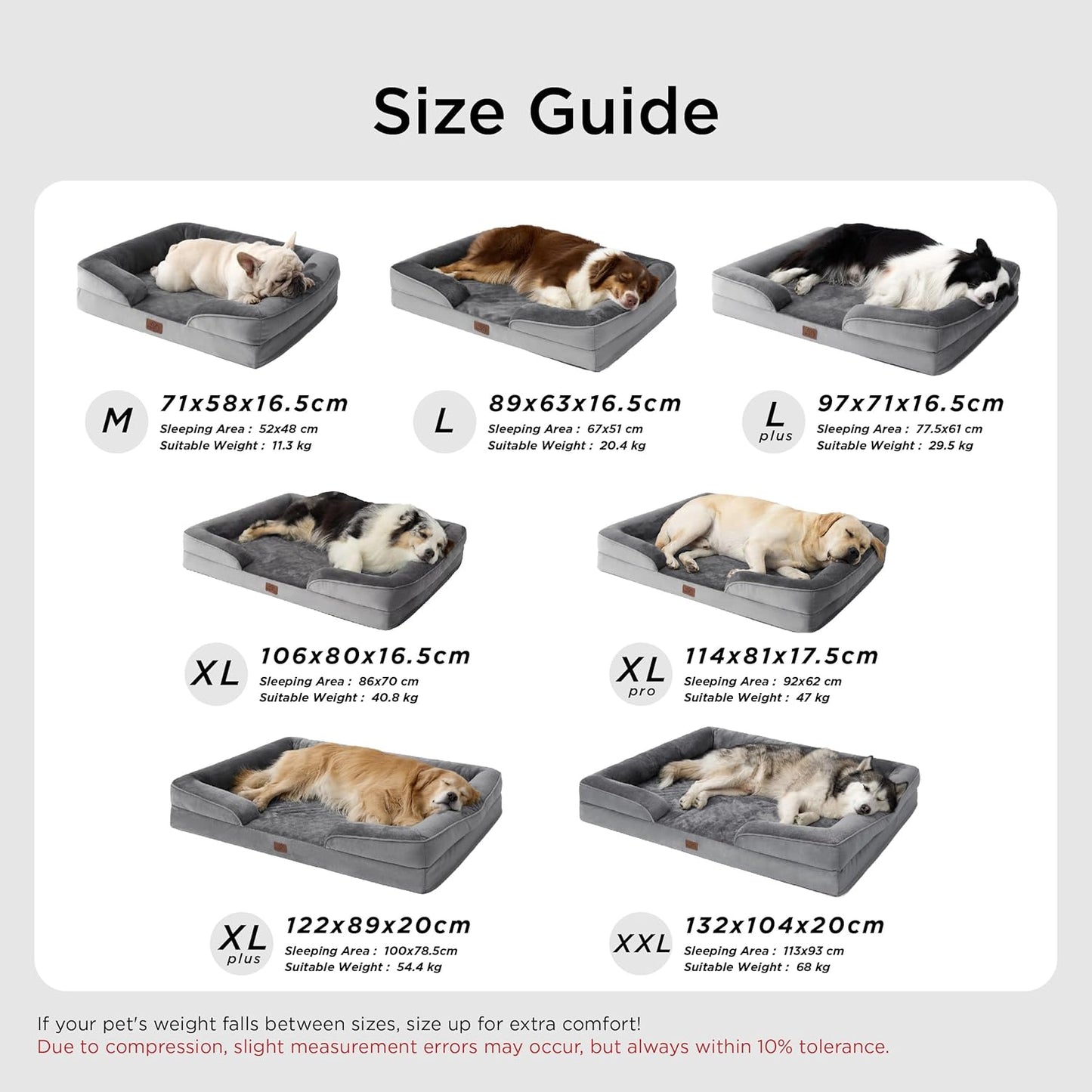 Medium Dog Sofa Bed - Washable Orthopedic Dog Beds and Couch with Removable Flannel Zipper Cover, Puppy Beds for Small Dogs, Grey Pet Bed, 71X58X16Cm