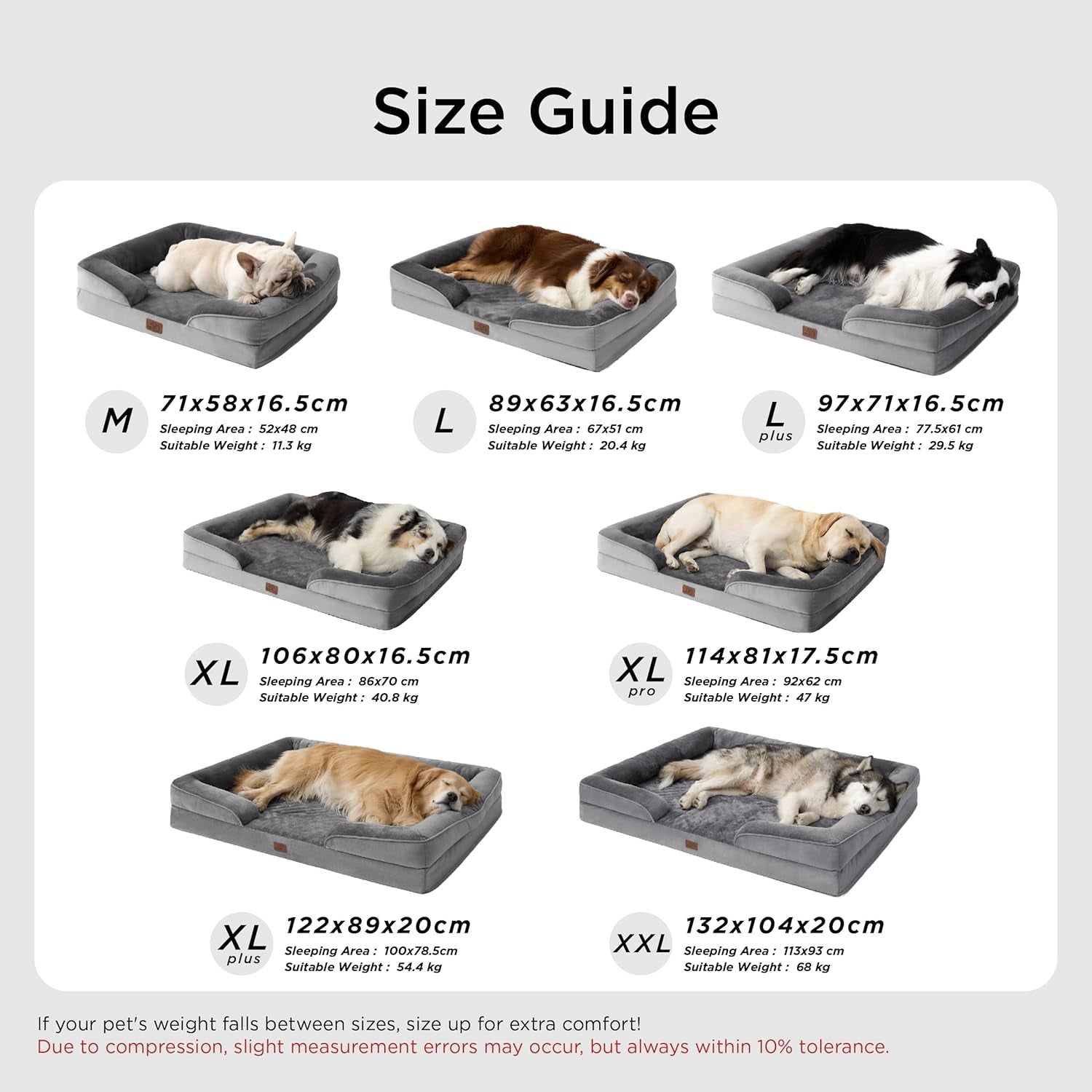 Medium Dog Sofa Bed - Washable Orthopedic Dog Beds and Couch with Removable Flannel Zipper Cover, Puppy Beds for Small Dogs, Grey Pet Bed, 71X58X16Cm