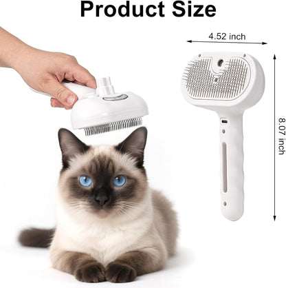 Pet Steam Brush - Three in One Dog Steam Grooming Brush, Hair Removal Deshedding, Magic Wand for Pet Hair, Hairdressing Spray Massage Cat Grooming Comb, White