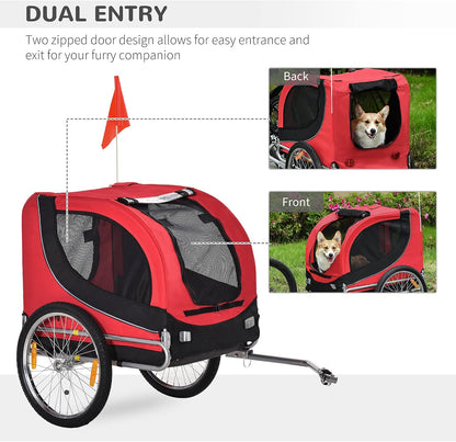Steel Dog Bike Trailer Pet Cart Carrier for Bicycle Kit Water Resistant Travel
