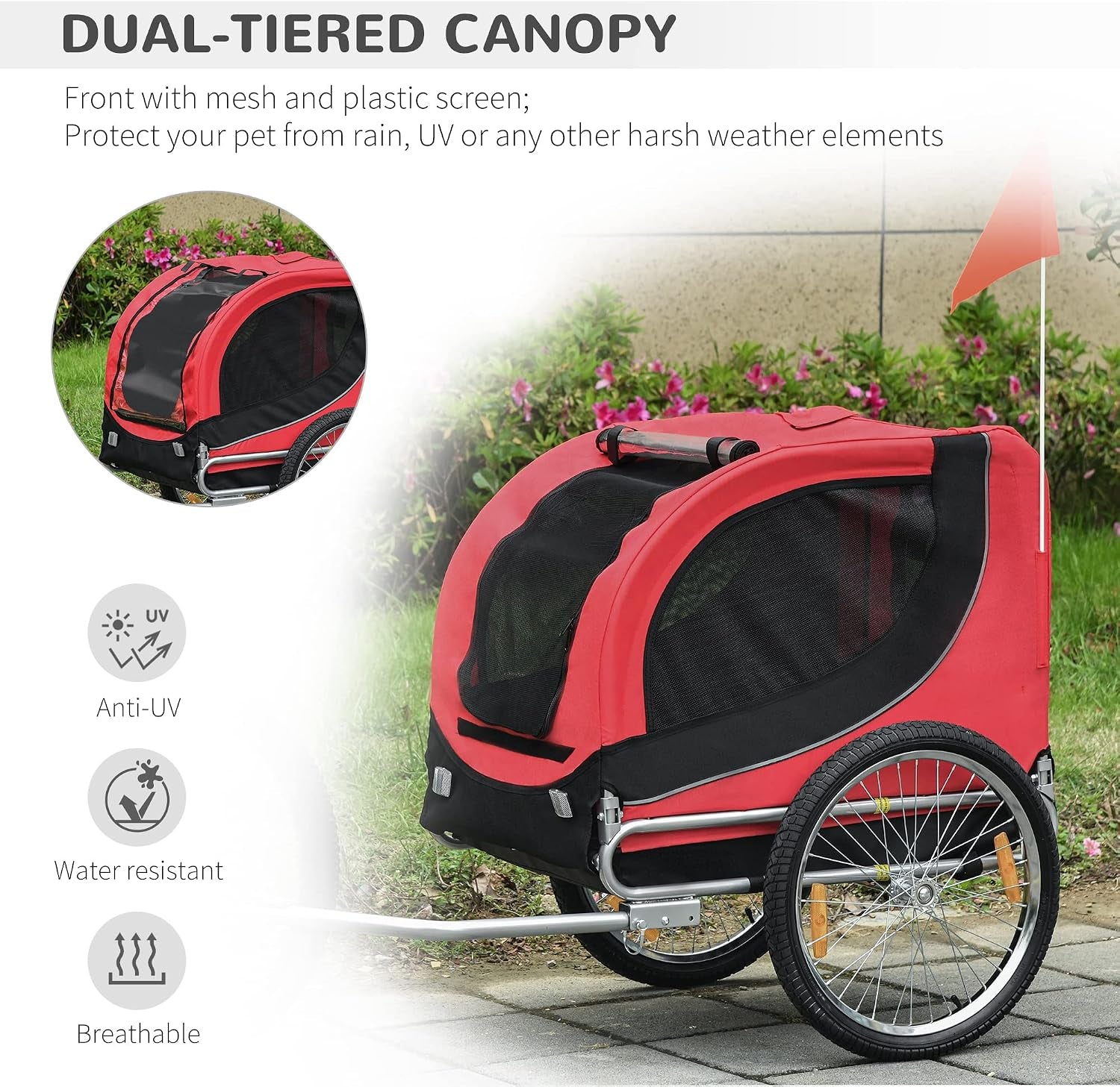 Steel Dog Bike Trailer Pet Cart Carrier for Bicycle Kit Water Resistant Travel